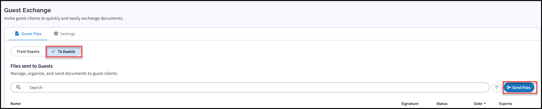 Create new exchange button